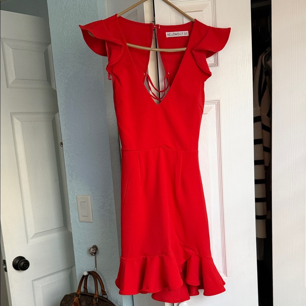 Hello Molly Vibrant Red Backless Dress